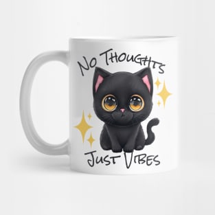 No Thoughts Just Vibes - Black Cat Mug